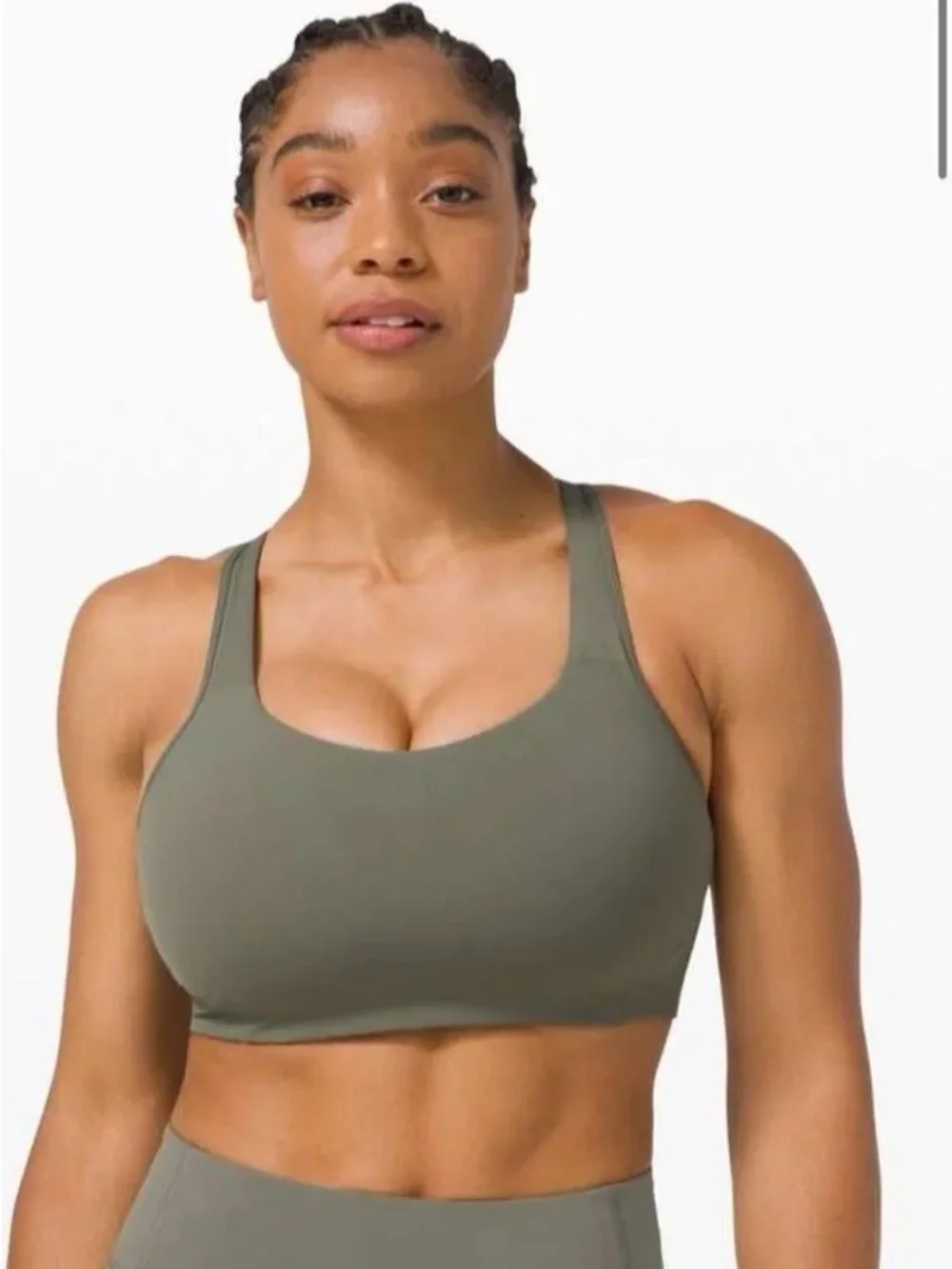 Lululemon All Powered Up Bra Grey Sage Medium Support Sports Bra 38DD